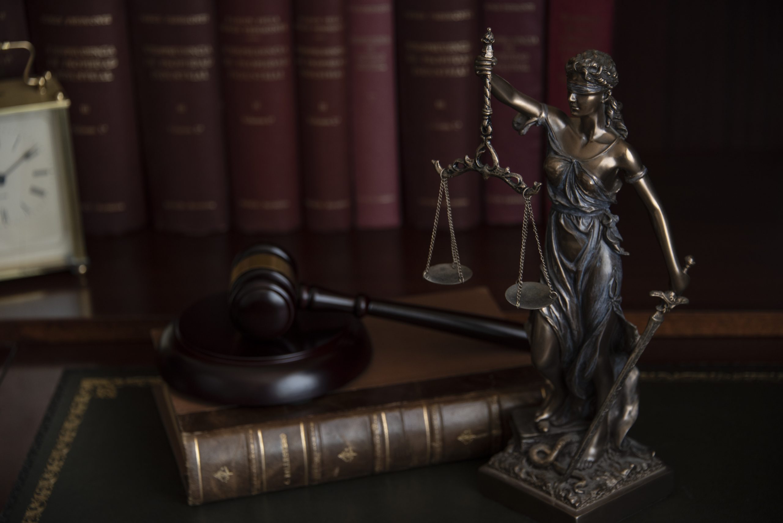 Lawer and notary concept. Statue of justice closeup view