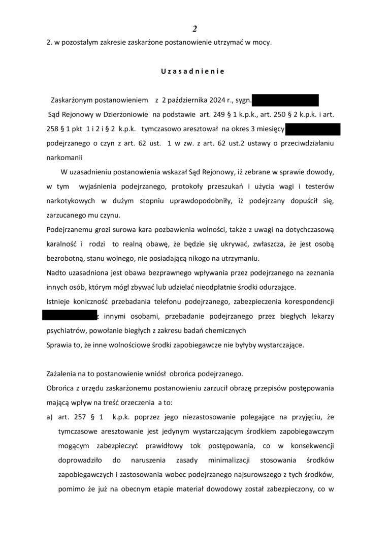 Case study Tymczasowe aresztowanie – skuteczne zażalenie i 20.000 zł poręczenia zamiast aresztu