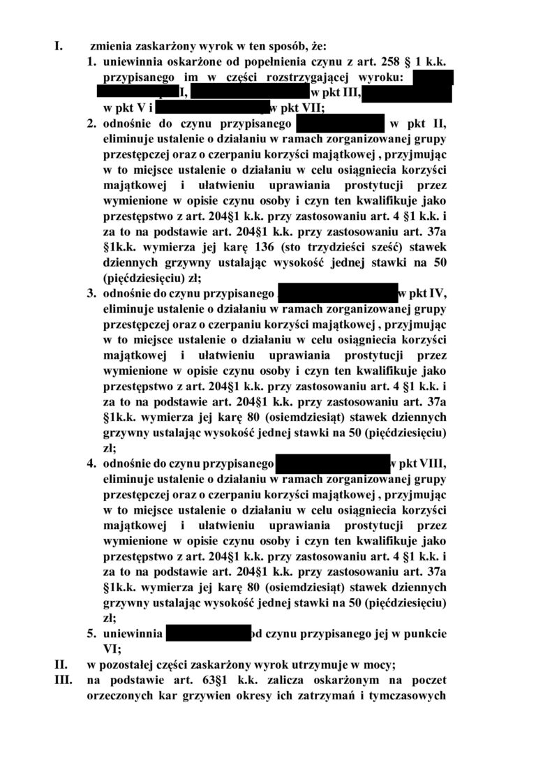 Uniewinnienie z art. 258 KK – grzywna zamiast więzienia
