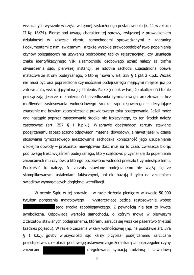 Case study: Tymczasowe aresztowanie – skuteczne zażalenie i 50.000 zł poręczenia zamiast aresztu