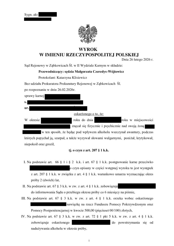 Case study Art. 207 k.k. – pojednanie stron i warunkowe umorzenie postępowania