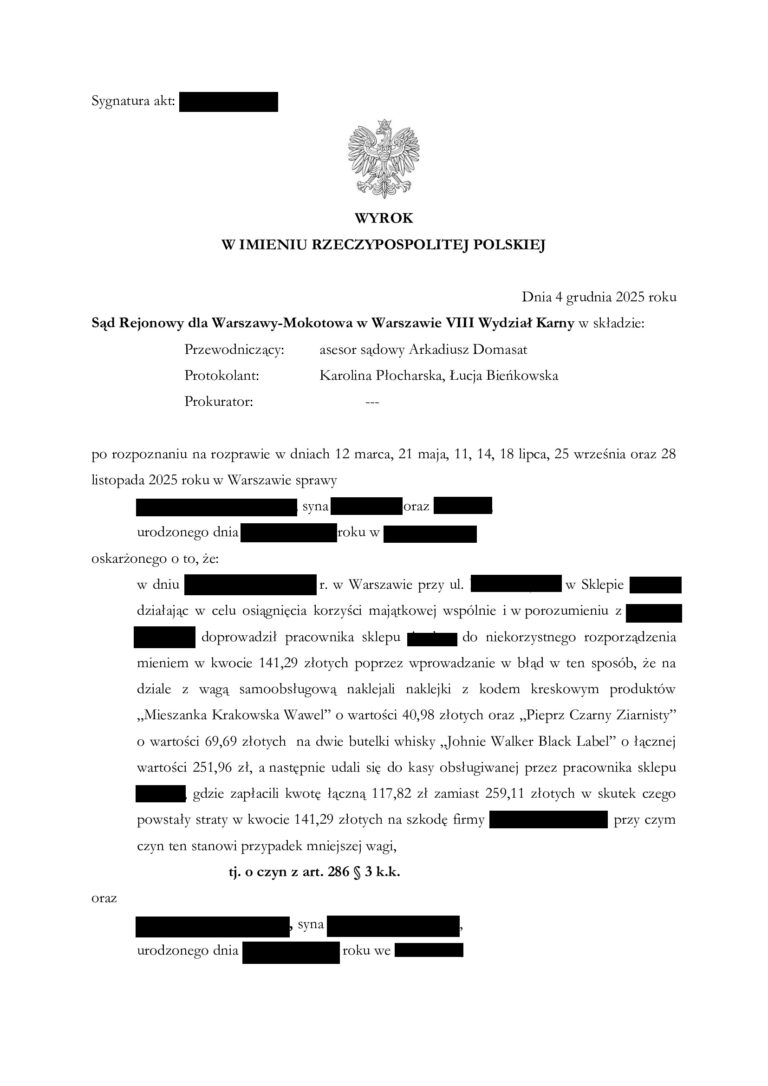 Case study - Uniewinnienie od zarzutu oszustwa mimo przyznania się do winy 2