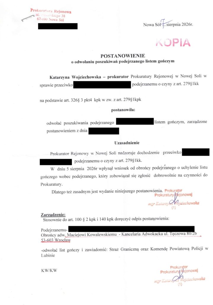case study - List gończy uchylony po skutecznym wniosku obrońcy - 1