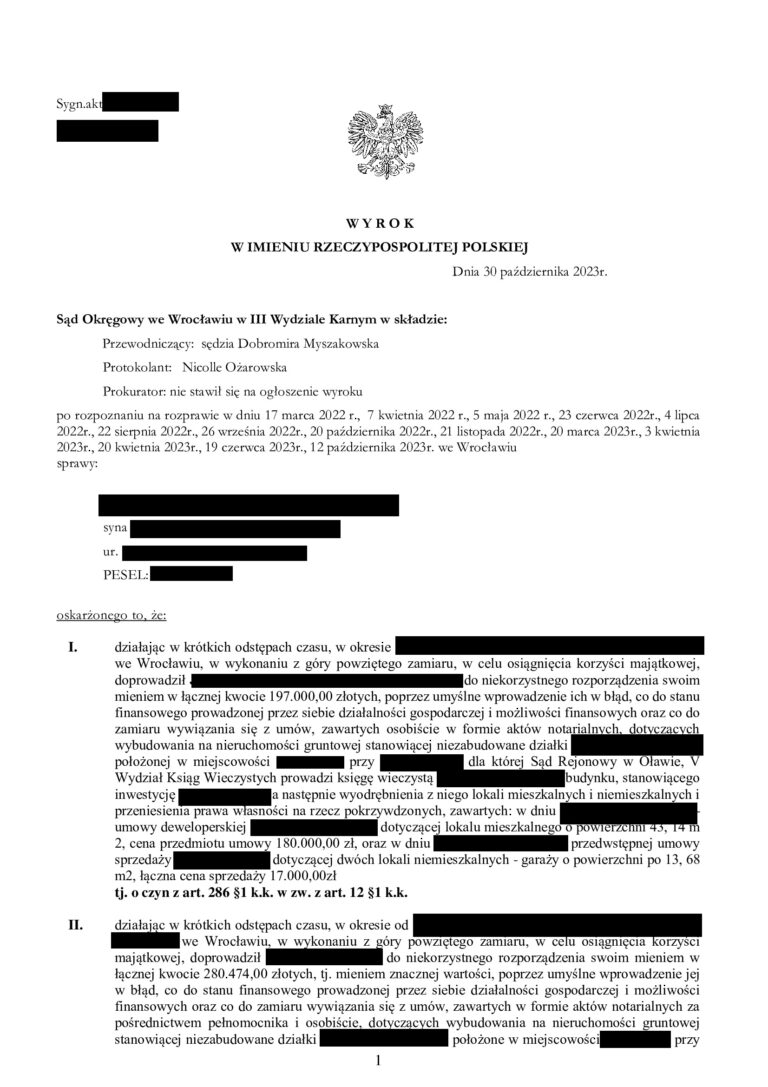 Case study: 22 zarzuty oszustwa na ponad 4 mln zł – apelacja i obniżenie kary z 4 lat do 1,5 roku